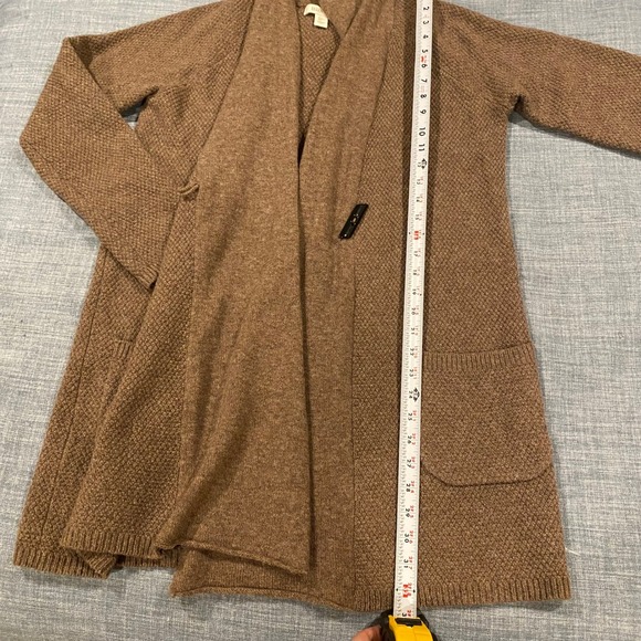 Ellen Tracy Brown Textured Knit Cozy Cardigan Alpaca Wool Pockets Women L - Picture 6 of 9